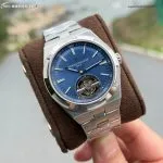 1:1 Super Clone Uhr Vacheron Constantin Overseas Tourbillon 6000V Blaues Zifferblatt Edelstahl 42,5 mm