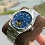 1:1 Super Clone Uhr Vacheron Constantin Overseas Tourbillon 6000V Blaues Zifferblatt Edelstahl 42,5 mm