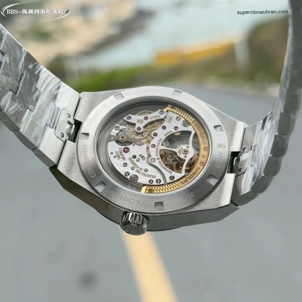 1:1 Super Clone Uhr Vacheron Constantin Overseas Tourbillon 6000V Blaues Zifferblatt Edelstahl 42,5 mm