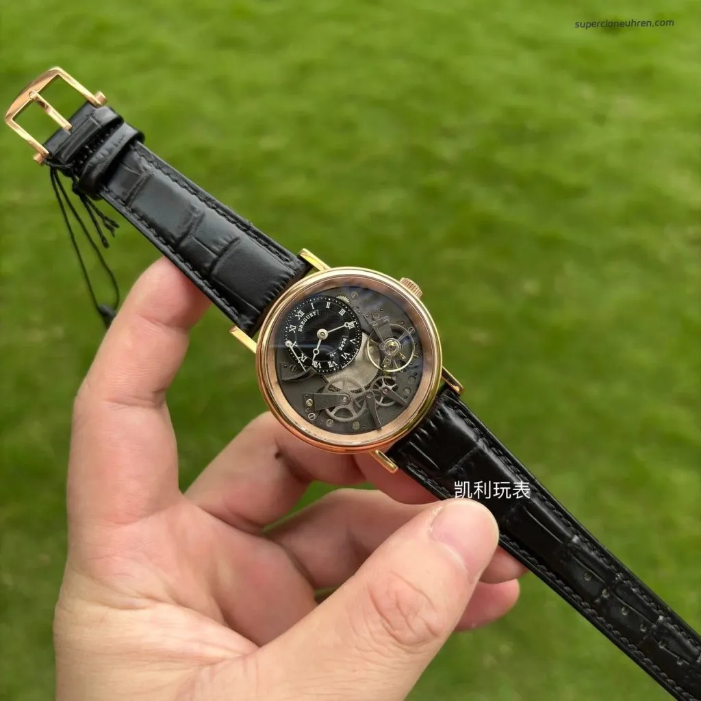1:1 Super Clone Uhr Breguet Tradition 7057BR/G9/9W6 Roségold Schwarzes Zifferblatt 40mm
