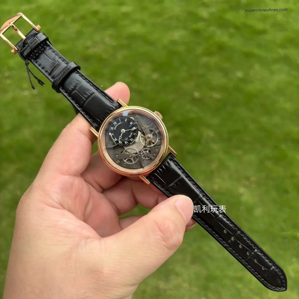 1:1 Super Clone Uhr Breguet Tradition 7057BR/G9/9W6 Roségold Schwarzes Zifferblatt 40mm