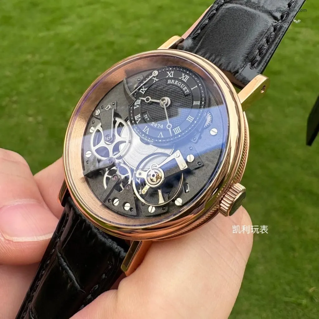 1:1 Super Clone Uhr Breguet Tradition 7057BR/G9/9W6 Roségold Schwarzes Zifferblatt 40mm