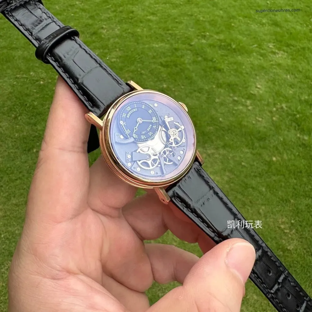 1:1 Super Clone Uhr Breguet Tradition 7057BR/G9/9W6 Roségold Schwarzes Zifferblatt 40mm