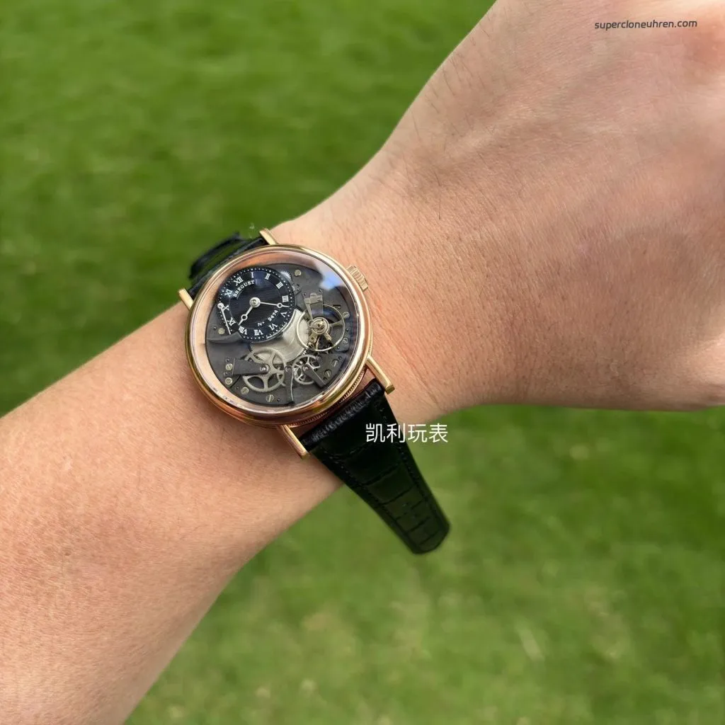 1:1 Super Clone Uhr Breguet Tradition 7057BR/G9/9W6 Roségold Schwarzes Zifferblatt 40mm