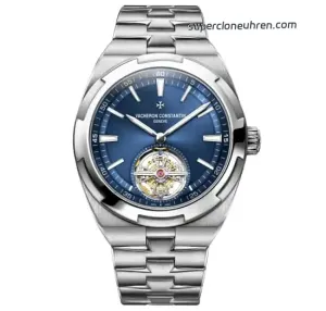 1:1 Super Clone Uhr Vacheron Constantin Overseas Tourbillon 6000V Blaues Zifferblatt Edelstahl 42,5 mm
