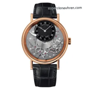 1:1 Super Clone Uhr Breguet Tradition 7057BR/G9/9W6 Roségold Schwarzes Zifferblatt 40mm