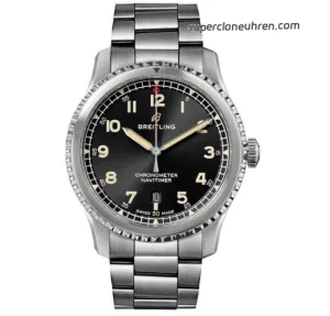 1:1 Super Clone Uhr Breitling Navitimer 8 A17315101B1A1 Schwarzes Zifferblatt Stahlband 41mm