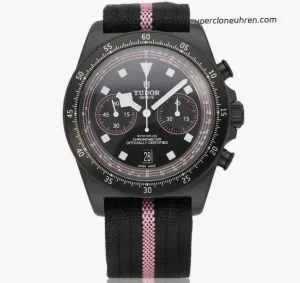 1:1 Super Clone Uhr Tudor Fastrider Black Shield Chronograph 25827KNRS Schwarz-Rosa Karbon 43mm