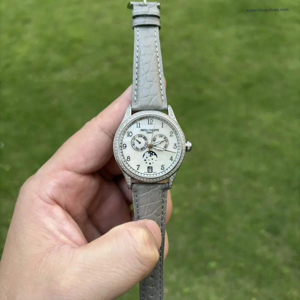 Premium Replica Uhr Patek Philippe Complications 4948G-010 Perlmutt mit Diamanten 38mm
