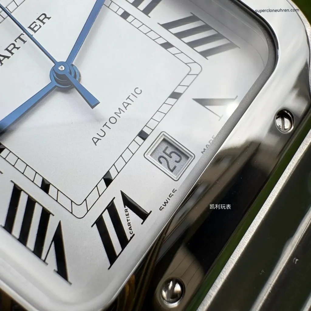 1:1 Super Clone Uhr Cartier Santos WSSA0009 Edelstahl Blaue Zeiger 39,8 mm