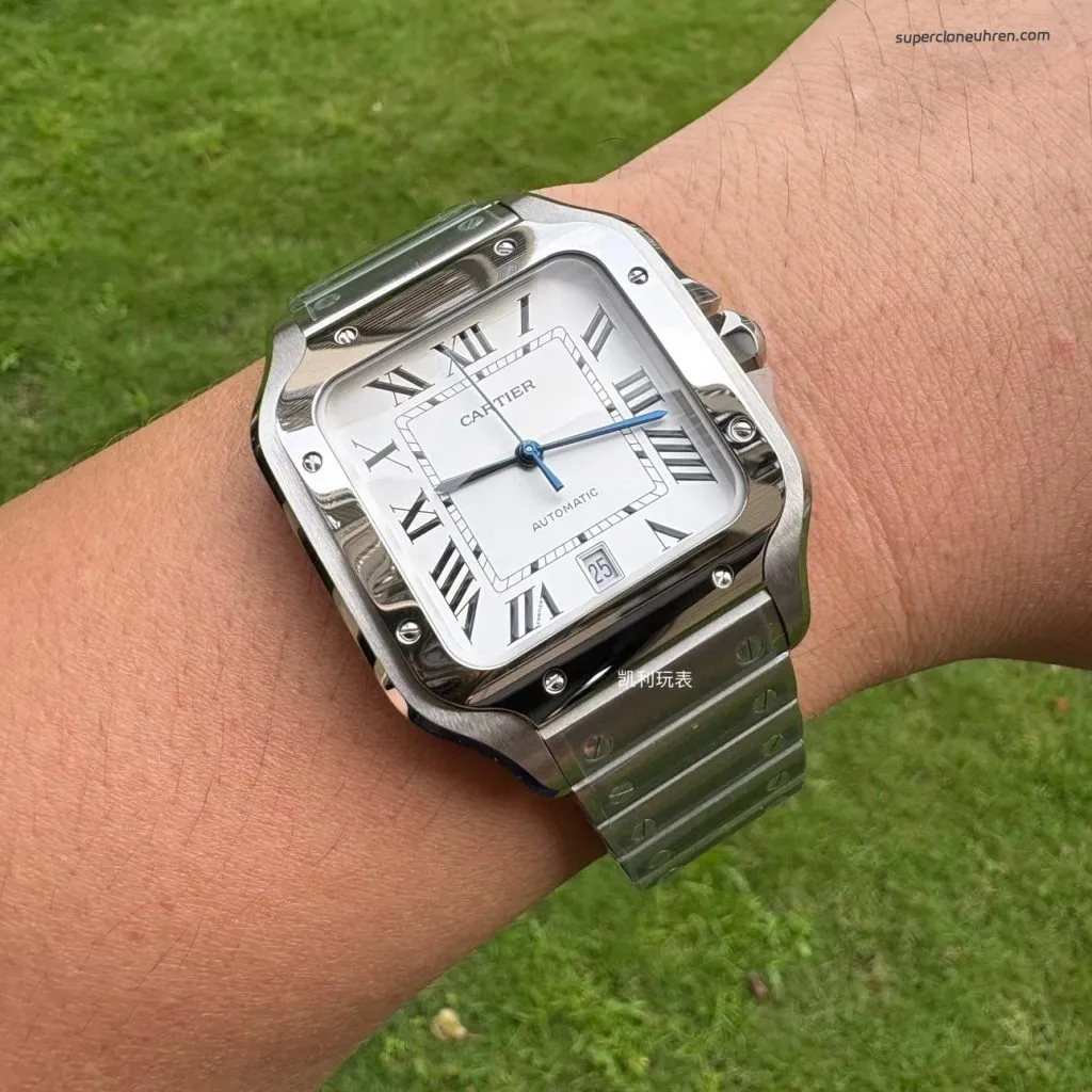 1:1 Super Clone Uhr Cartier Santos WSSA0009 Edelstahl Blaue Zeiger 39,8 mm