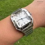 1:1 Super Clone Uhr Cartier Santos WSSA0009 Edelstahl Blaue Zeiger 39,8 mm