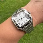1:1 Super Clone Uhr Cartier Santos WSSA0009 Edelstahl Blaue Zeiger 39,8 mm