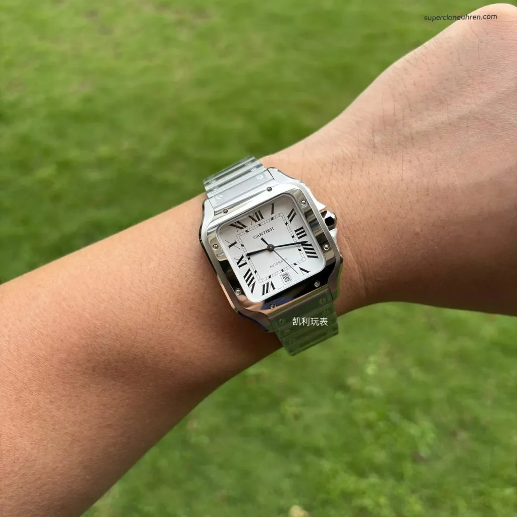 1:1 Super Clone Uhr Cartier Santos WSSA0009 Edelstahl Blaue Zeiger 39,8 mm