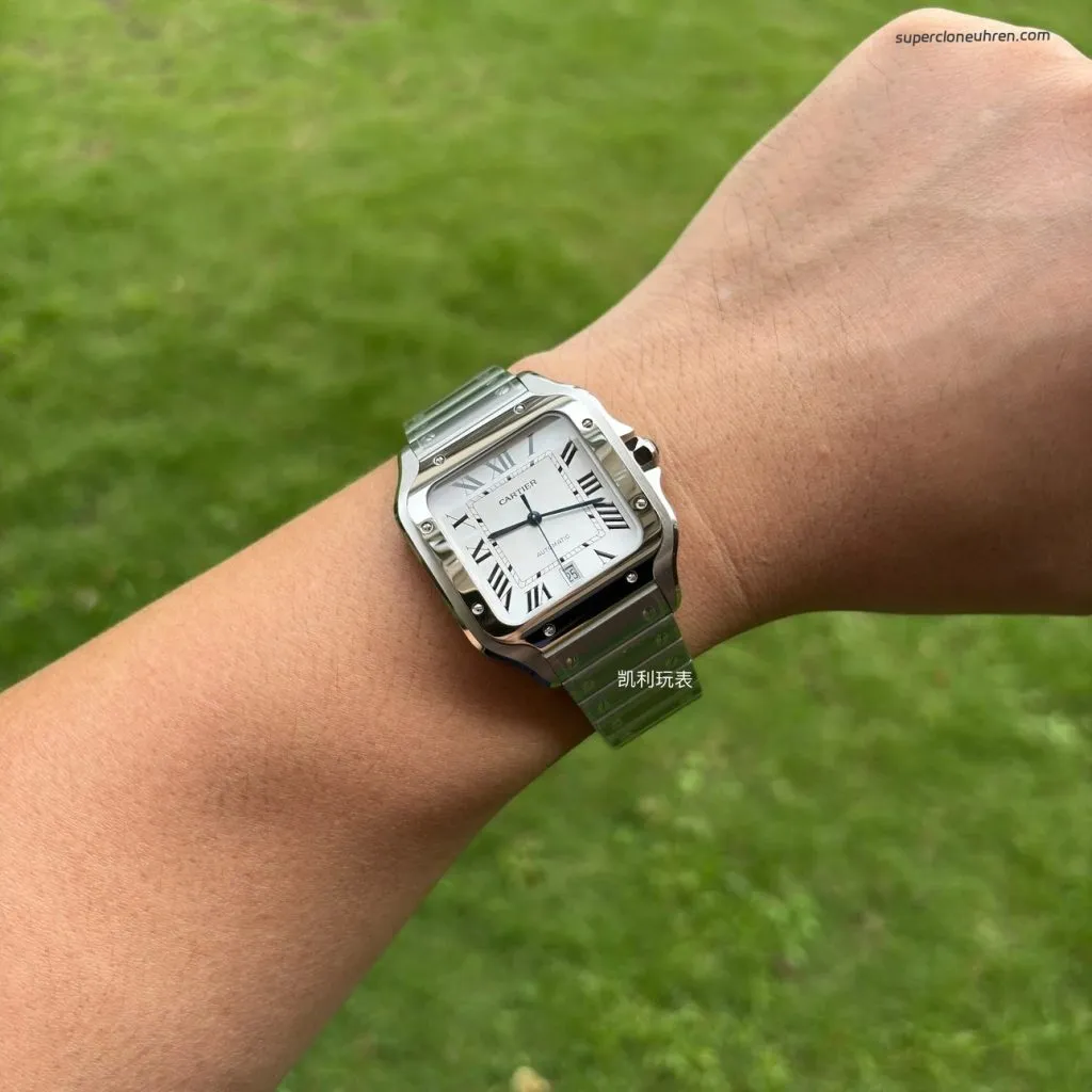 1:1 Super Clone Uhr Cartier Santos WSSA0009 Edelstahl Blaue Zeiger 39,8 mm