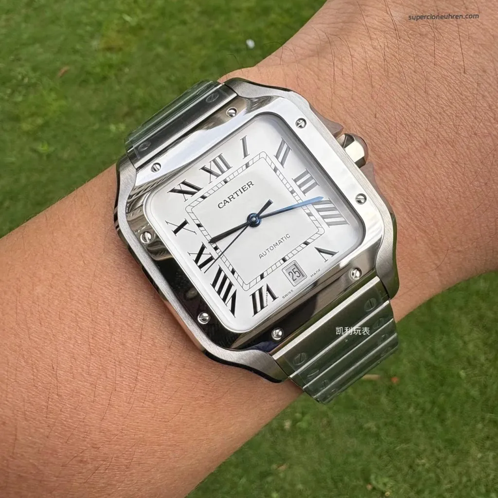 1:1 Super Clone Uhr Cartier Santos WSSA0009 Edelstahl Blaue Zeiger 39,8 mm