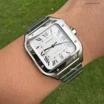 1:1 Super Clone Uhr Cartier Santos WSSA0009 Edelstahl Blaue Zeiger 39,8 mm
