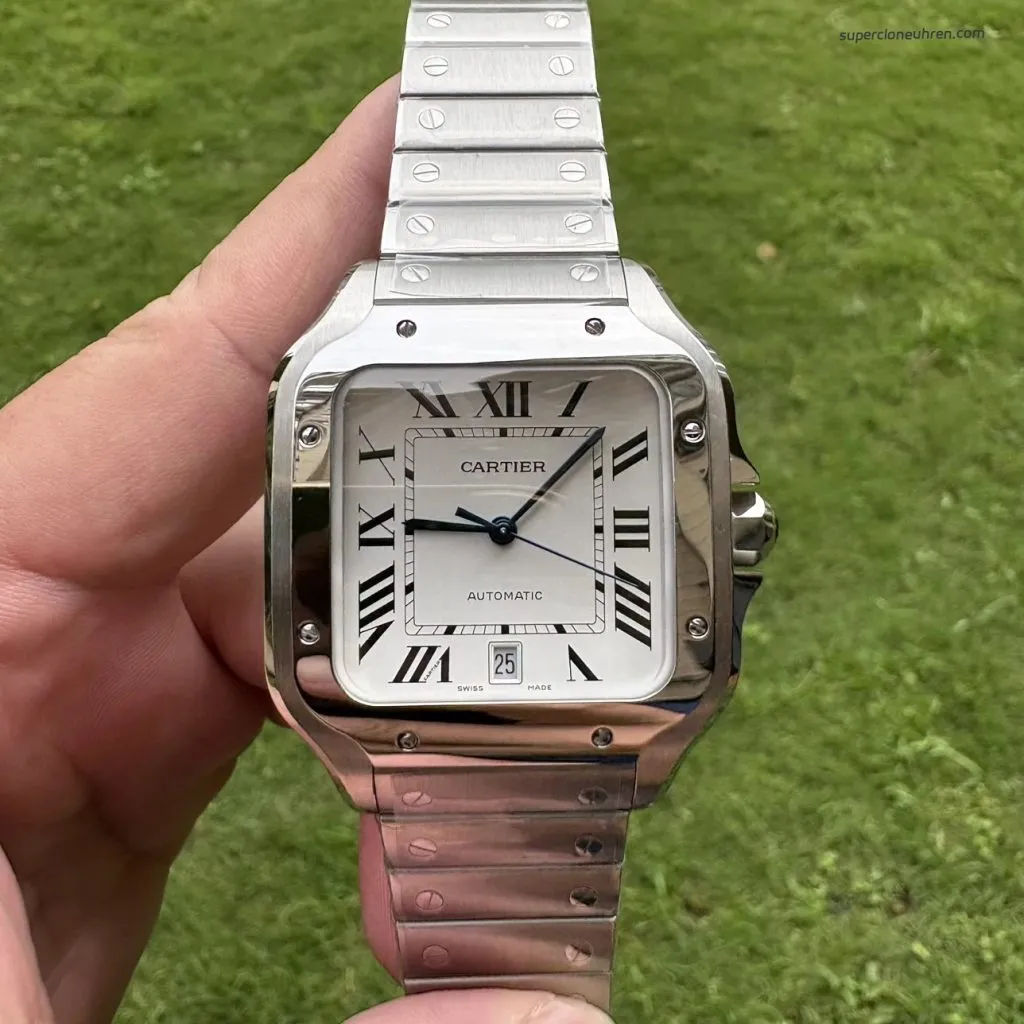 1:1 Super Clone Uhr Cartier Santos WSSA0009 Edelstahl Blaue Zeiger 39,8 mm