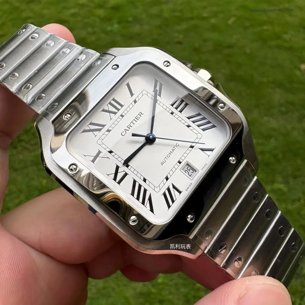 1:1 Super Clone Uhr Cartier Santos WSSA0009 Edelstahl Blaue Zeiger 39,8 mm