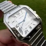 1:1 Super Clone Uhr Cartier Santos WSSA0009 Edelstahl Blaue Zeiger 39,8 mm