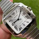 1:1 Super Clone Uhr Cartier Santos WSSA0009 Edelstahl Blaue Zeiger 39,8 mm