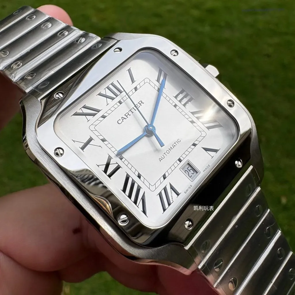1:1 Super Clone Uhr Cartier Santos WSSA0009 Edelstahl Blaue Zeiger 39,8 mm