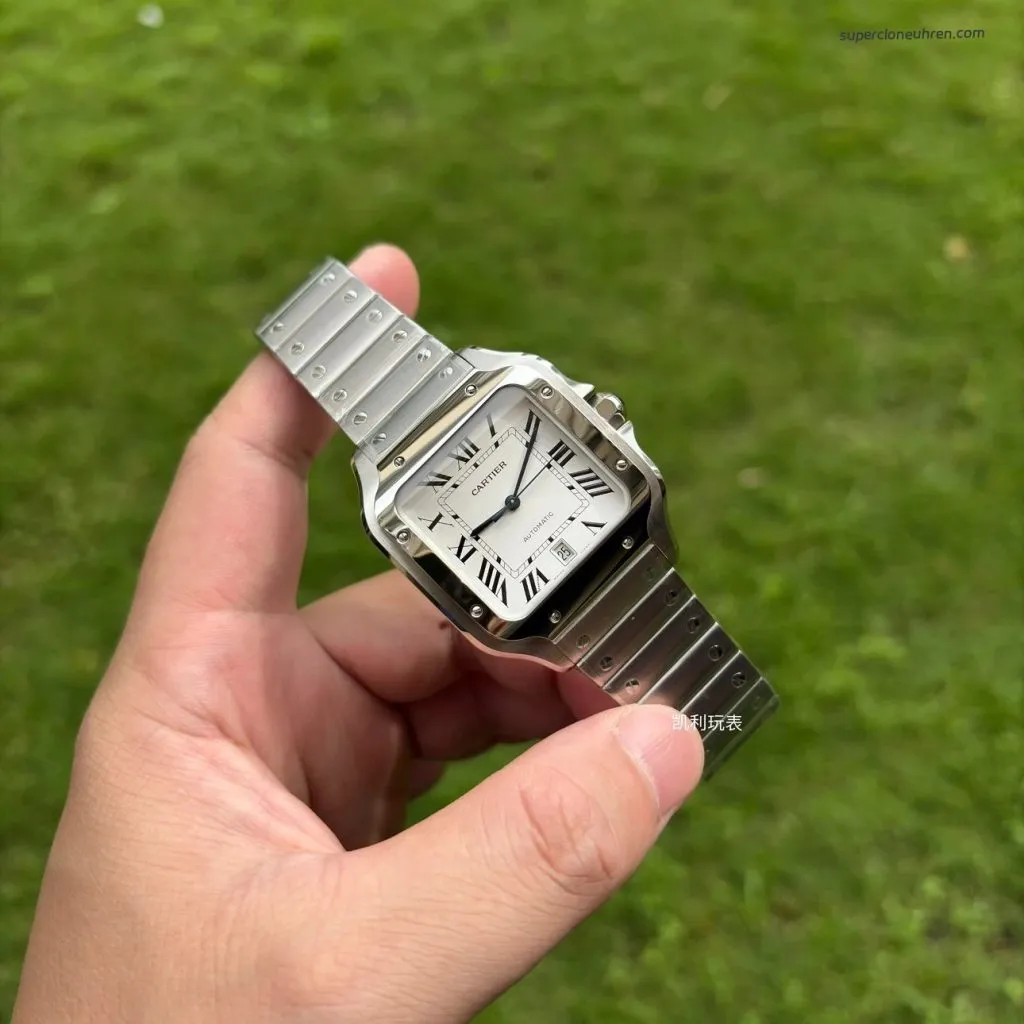 1:1 Super Clone Uhr Cartier Santos WSSA0009 Edelstahl Blaue Zeiger 39,8 mm