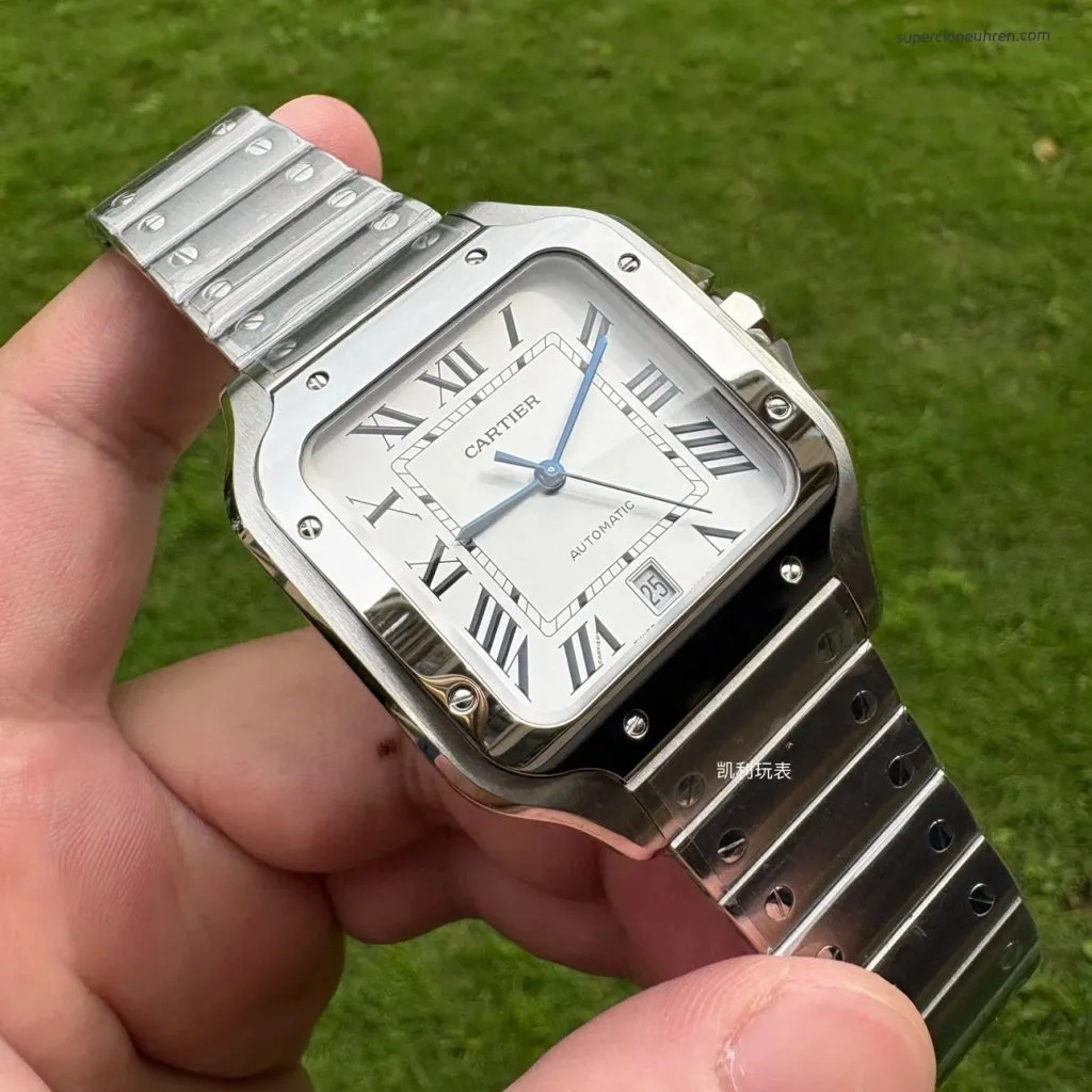 1:1 Super Clone Uhr Cartier Santos WSSA0009 Edelstahl Blaue Zeiger 39,8 mm
