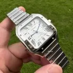 1:1 Super Clone Uhr Cartier Santos WSSA0009 Edelstahl Blaue Zeiger 39,8 mm