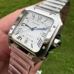 1:1 Super Clone Uhr Cartier Santos WSSA0009 Edelstahl Blaue Zeiger 39,8 mm