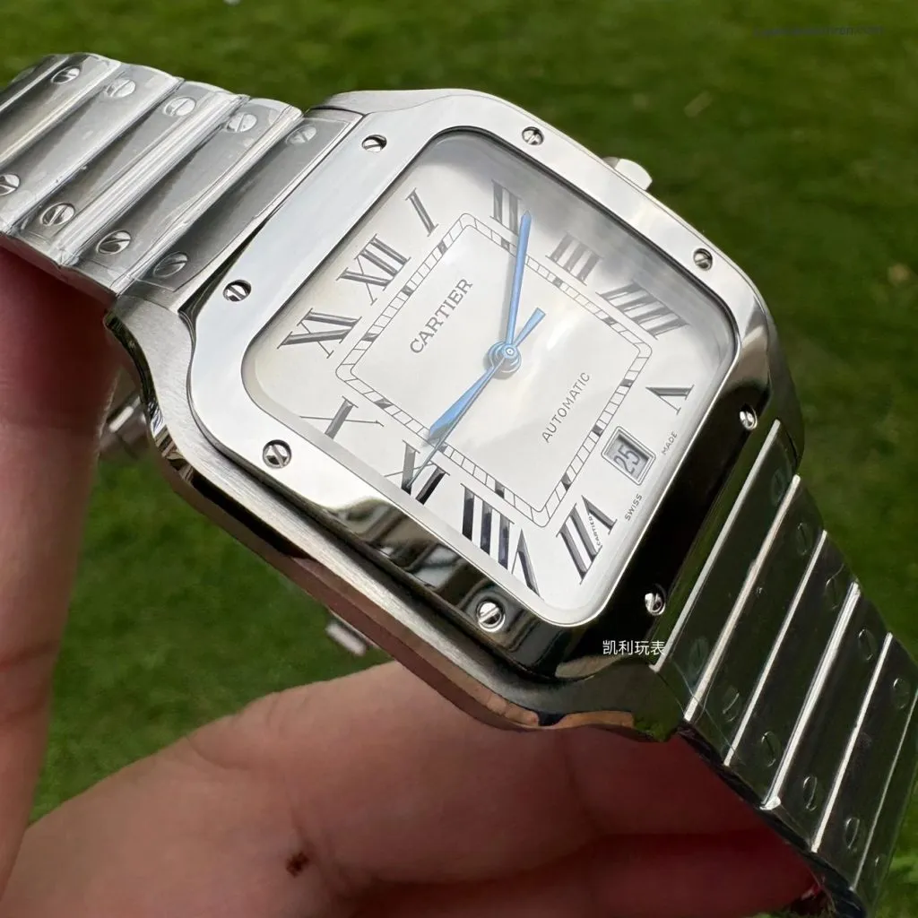 1:1 Super Clone Uhr Cartier Santos WSSA0009 Edelstahl Blaue Zeiger 39,8 mm