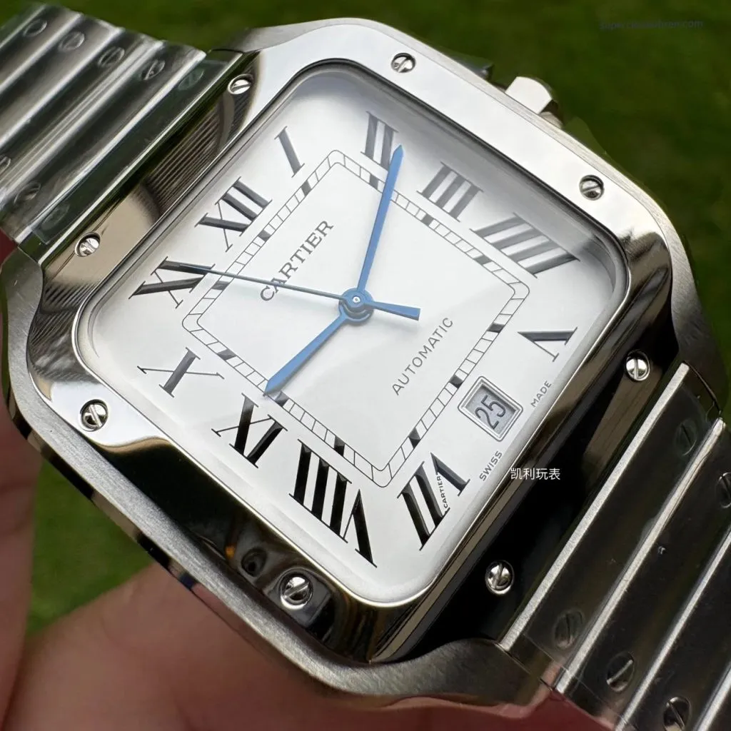 1:1 Super Clone Uhr Cartier Santos WSSA0009 Edelstahl Blaue Zeiger 39,8 mm