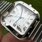 1:1 Super Clone Uhr Cartier Santos WSSA0009 Edelstahl Blaue Zeiger 39,8 mm