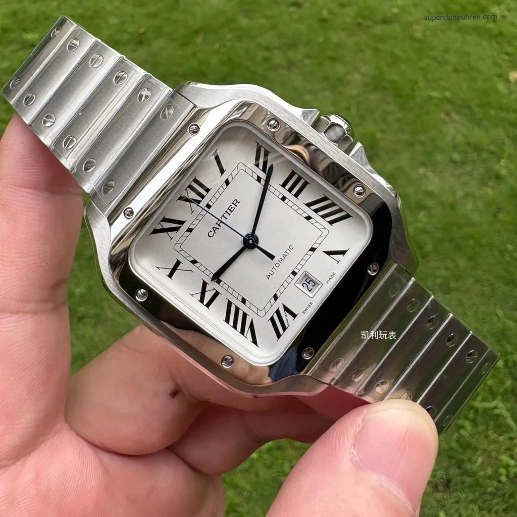 1:1 Super Clone Uhr Cartier Santos WSSA0009 Edelstahl Blaue Zeiger 39,8 mm