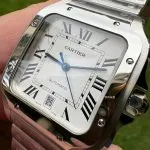 1:1 Super Clone Uhr Cartier Santos WSSA0009 Edelstahl Blaue Zeiger 39,8 mm