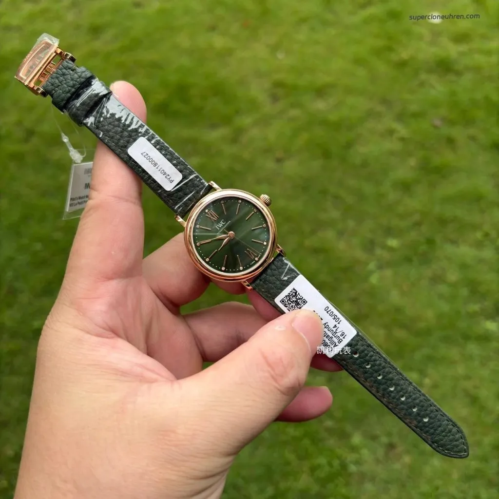 1:1 Super Clone Uhr IWC Portofino IW357415 Roségold Grünes Zifferblatt 34mm(Schweizer Uhrwerk)