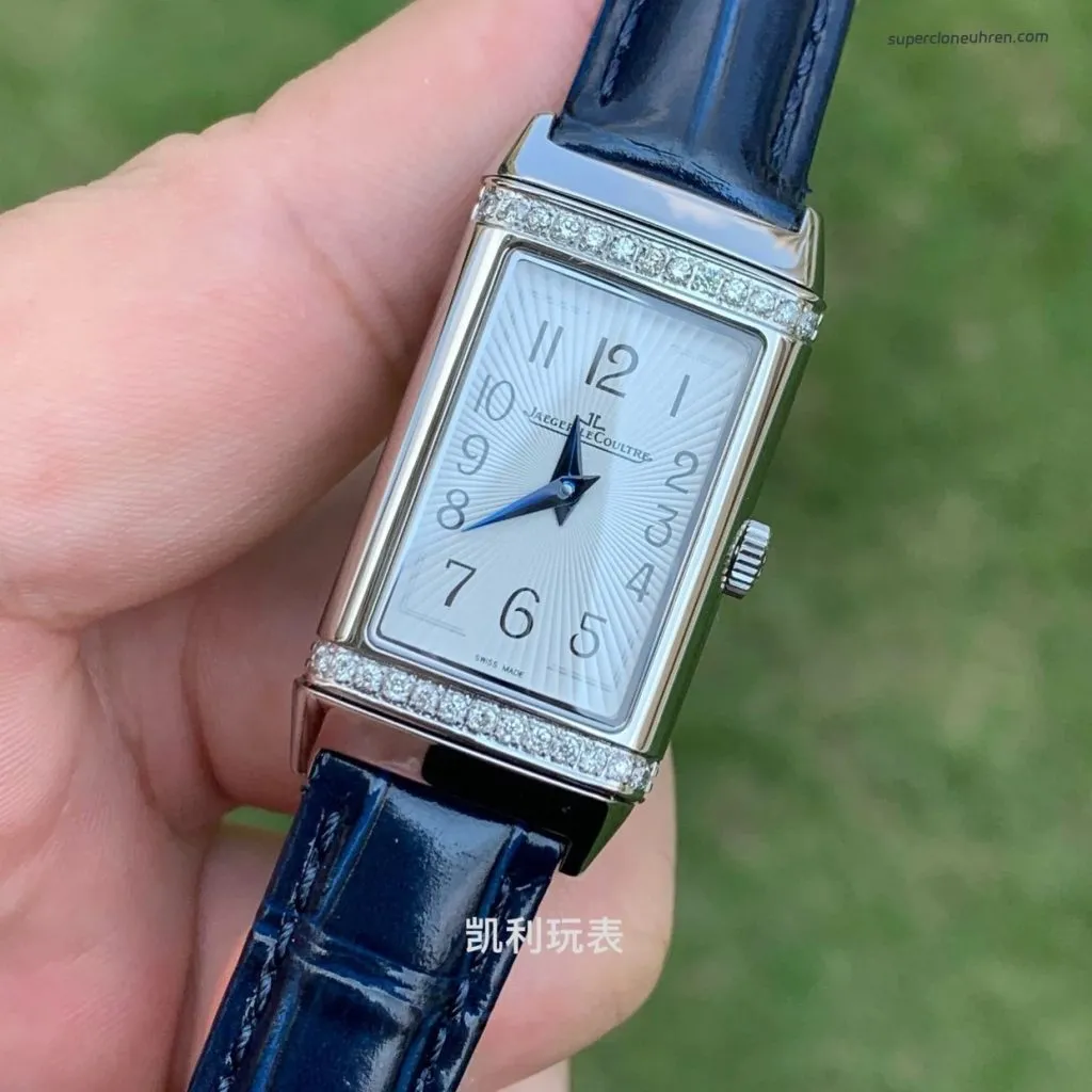 1:1 Replica Jaeger-LeCoultre Reverso 3288420 Damenuhr mit echten Diamanten und Krokodillederarmband