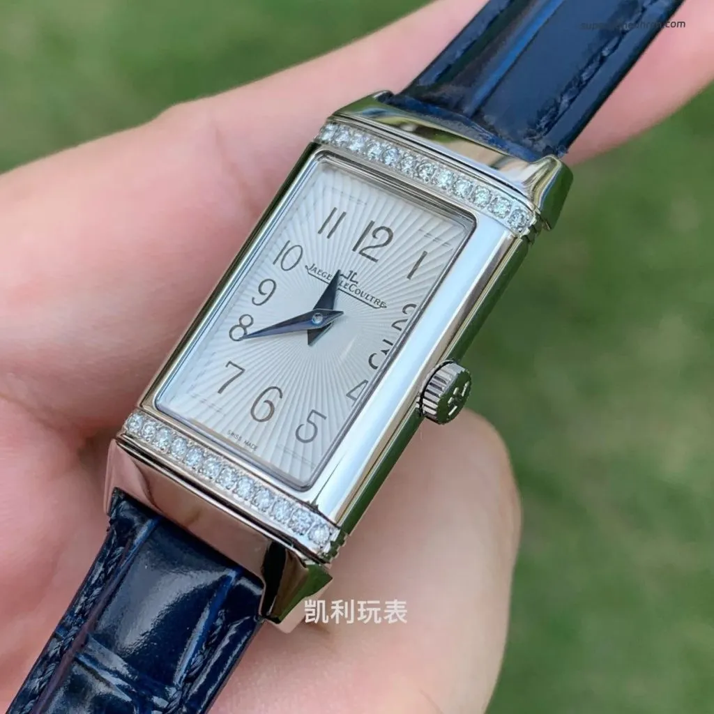 1:1 Replica Jaeger-LeCoultre Reverso 3288420 Damenuhr mit echten Diamanten und Krokodillederarmband
