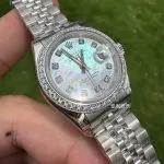 1:1 Super Clone Uhr Rolex Lady-Datejust 279384RBR Perlmutt-Zifferblatt mit Diamanten 28mm