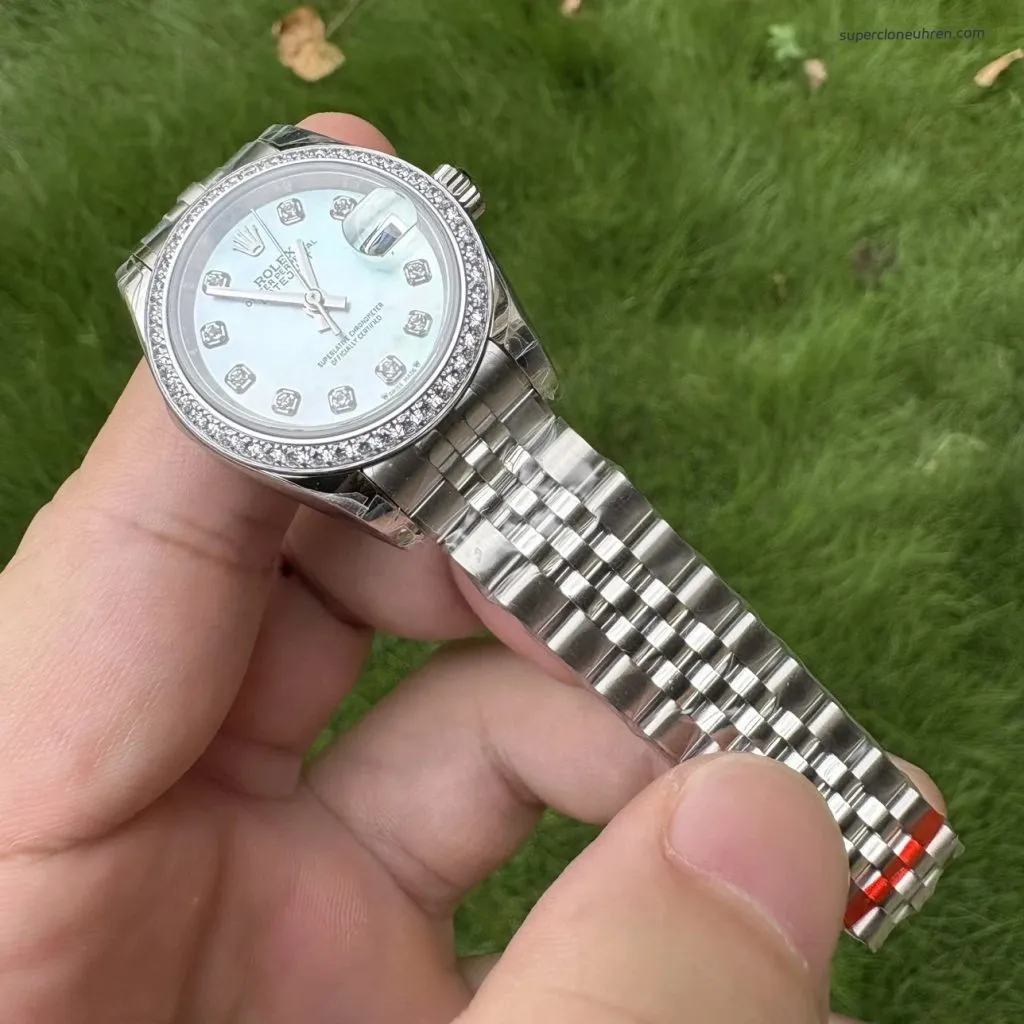 1:1 Super Clone Uhr Rolex Lady-Datejust 279384RBR Perlmutt-Zifferblatt mit Diamanten 28mm