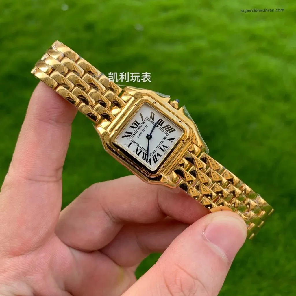 1:1 Super Clone Uhr Cartier Panthère WGPN0009 Vollgold Damenuhr 27×37 mm