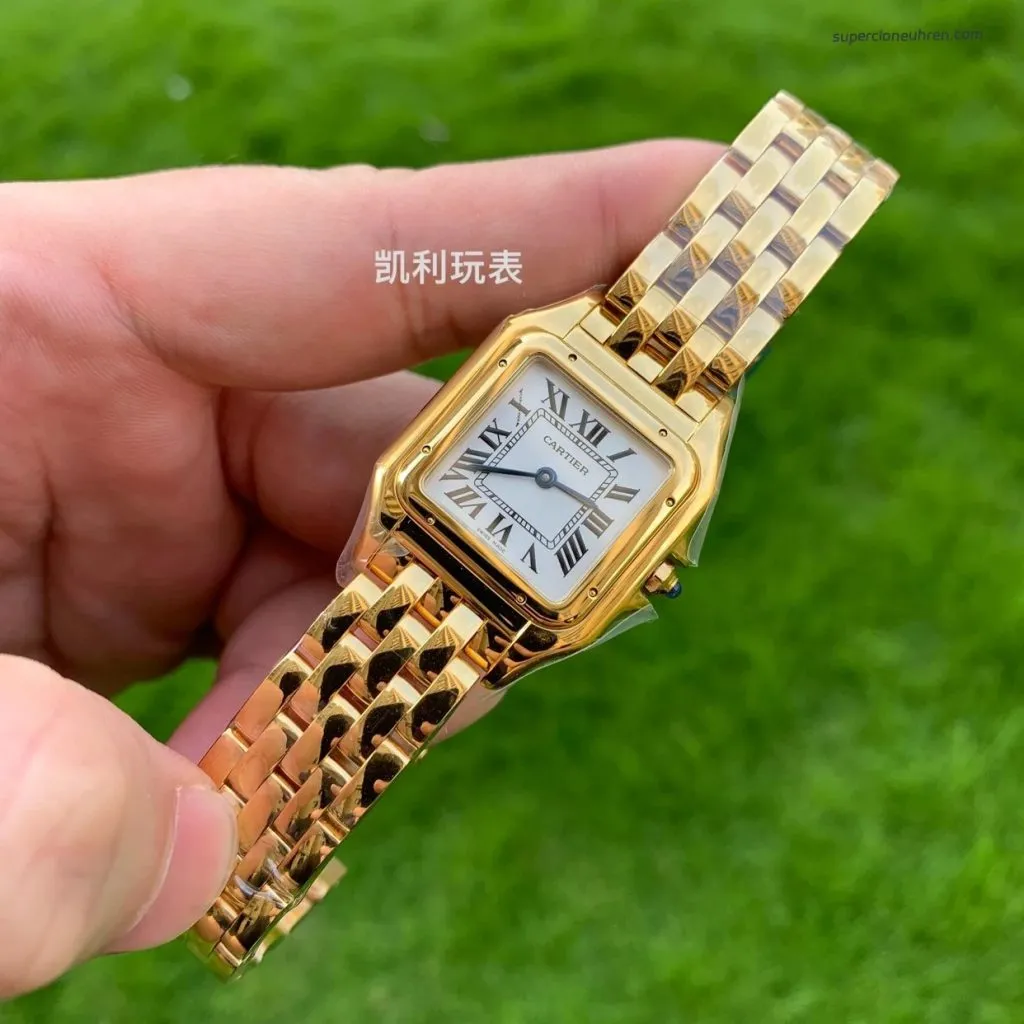 1:1 Super Clone Uhr Cartier Panthère WGPN0009 Vollgold Damenuhr 27×37 mm