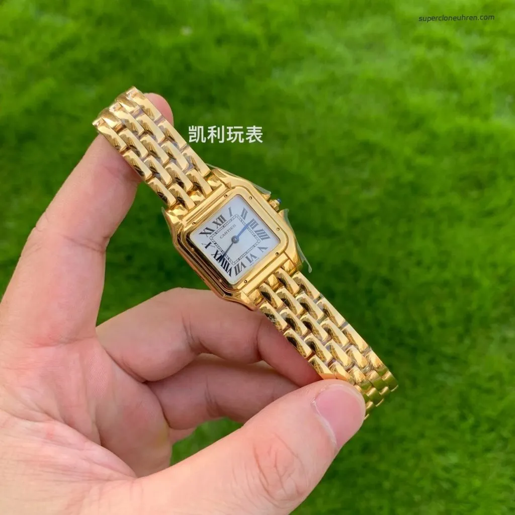 1:1 Super Clone Uhr Cartier Panthère WGPN0009 Vollgold Damenuhr 27×37 mm