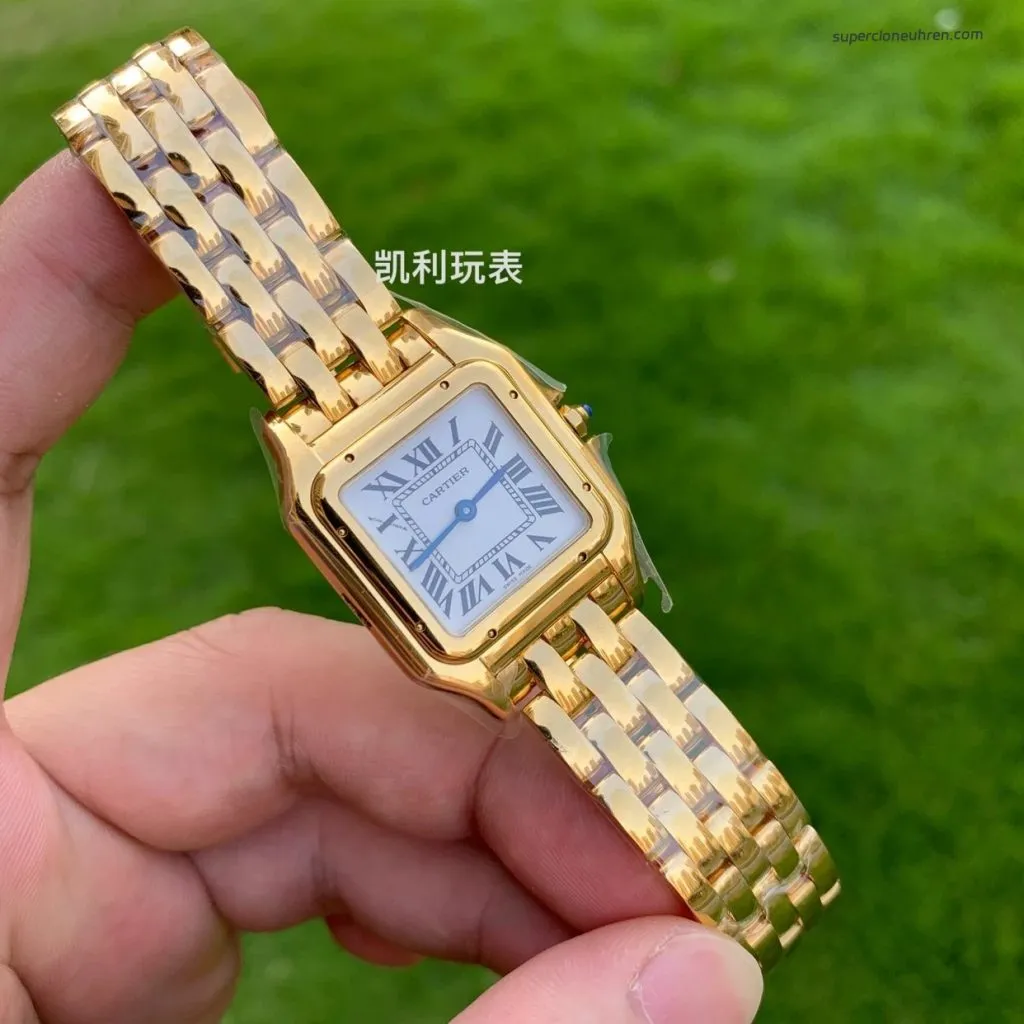 1:1 Super Clone Uhr Cartier Panthère WGPN0009 Vollgold Damenuhr 27×37 mm