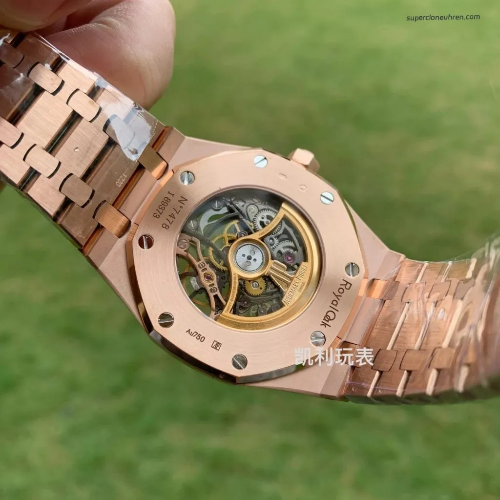 1:1 Super Clone Uhr Audemars Piguet Royal Oak 15407OR Rotgold Skelett-Zifferblatt 41mm