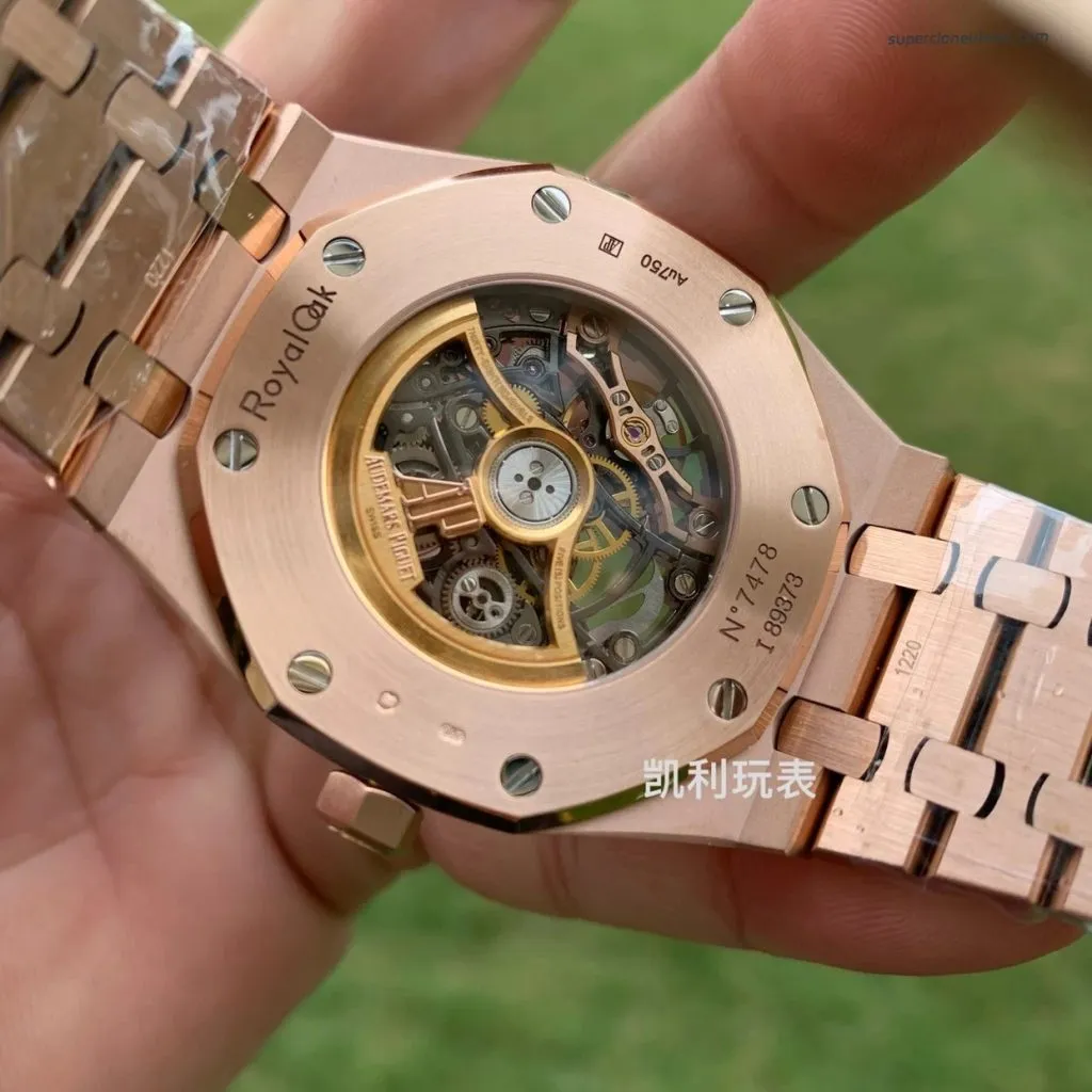1:1 Super Clone Uhr Audemars Piguet Royal Oak 15407OR Rotgold Skelett-Zifferblatt 41mm