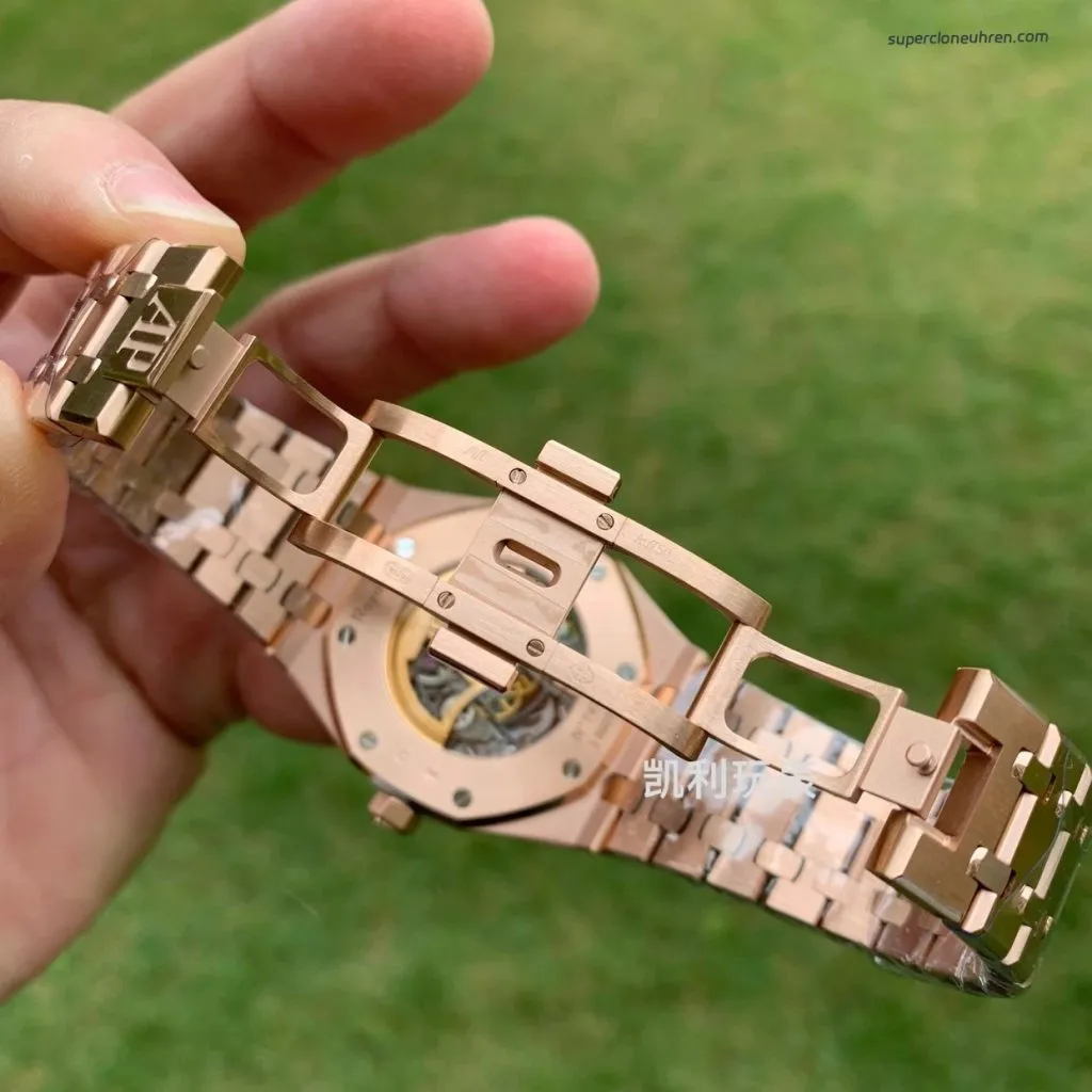 1:1 Super Clone Uhr Audemars Piguet Royal Oak 15407OR Rotgold Skelett-Zifferblatt 41mm