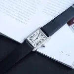1:1 Super Clone Uhr Cartier Tank Must W4TA0017 Edelstahl mit Diamanten 33,7 × 25,5 mm