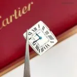 1:1 Super Clone Uhr Cartier Tank Must W4TA0017 Edelstahl mit Diamanten 33,7 × 25,5 mm