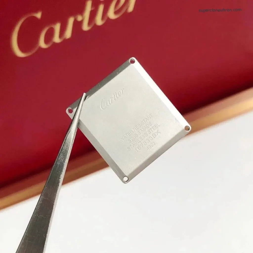 1:1 Super Clone Uhr Cartier Tank Must W4TA0017 Edelstahl mit Diamanten 33,7 × 25,5 mm
